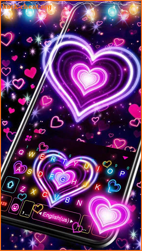 Neon Lights Heart Keyboard Theme screenshot