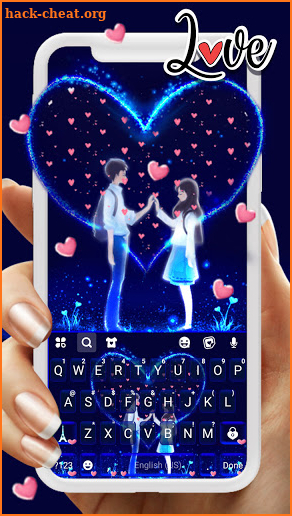 Neon Love Couple Keyboard Background screenshot