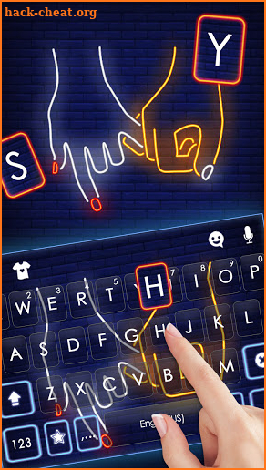 Neon Love Hands Keyboard Background screenshot