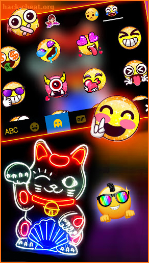 Neon Luck Cat Keyboard Background screenshot