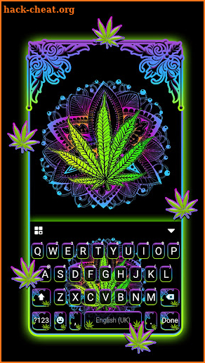 Neon Mandala Weed Keyboard Background screenshot