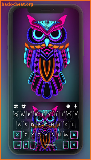 Neon Owl Keyboard Background screenshot