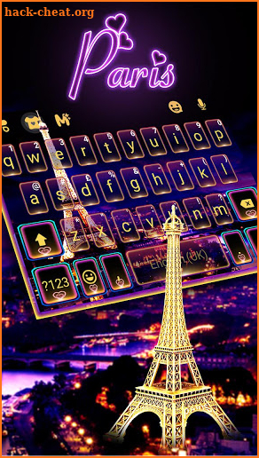 Neon Paris Night Tower Keyboard Theme screenshot