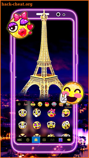 Neon Paris Night Tower Keyboard Theme screenshot