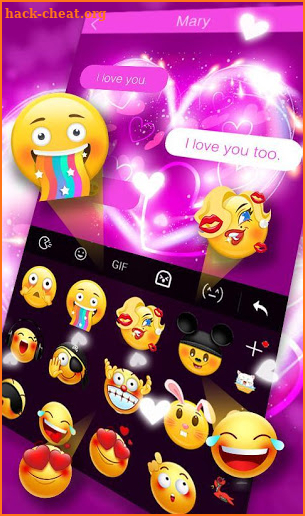 Neon Pink Hearts Keyboard Theme screenshot