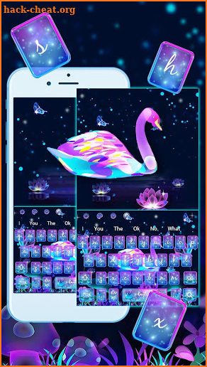 Neon Purple Galaxy Swan Keyboard Theme screenshot