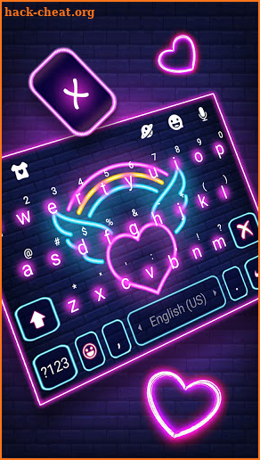 Neon Rainbow Heart Keyboard Background screenshot