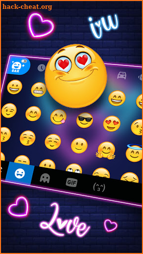 Neon Rainbow Heart Keyboard Background screenshot