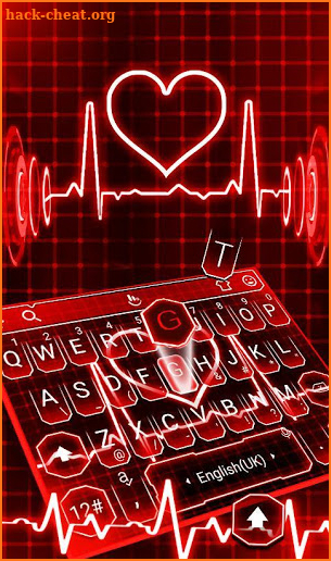 Neon Red Heart Keyboard Theme screenshot