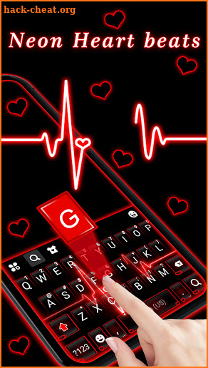 Neon Red Heartbeat Keyboard Theme screenshot