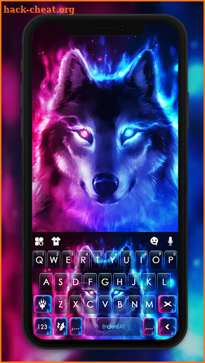 Neon Smokey Wolf Keyboard Background screenshot