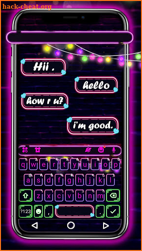 Neon Sparkle SMS Keyboard Theme screenshot