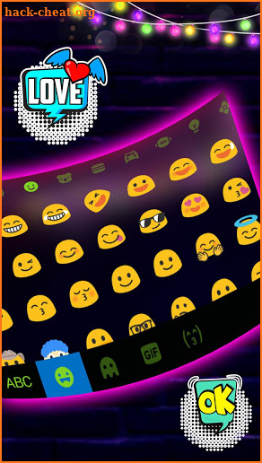 Neon Sparkle SMS Keyboard Theme screenshot