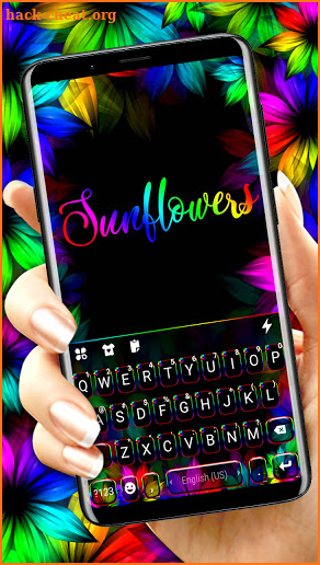 Neon Sunflowers Keyboard Background screenshot