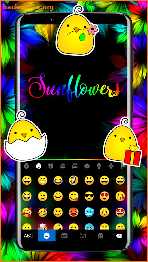 Neon Sunflowers Keyboard Background screenshot