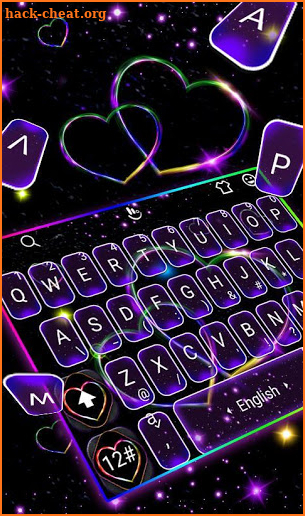 Neon Violet Heart Keyboard Theme screenshot