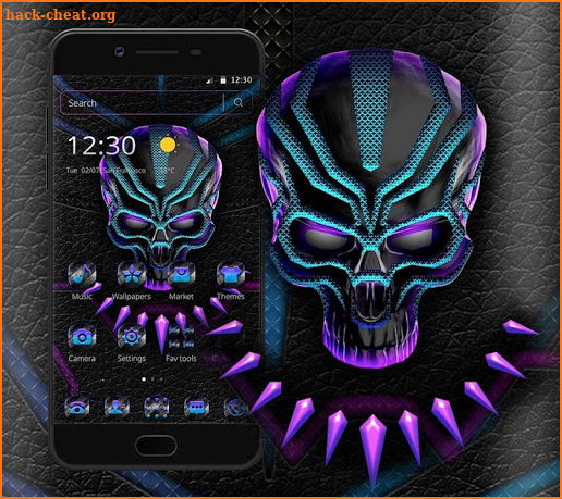 Neon Violet Tech Skull Theme screenshot