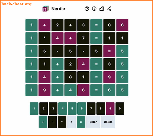 Nerdle screenshot