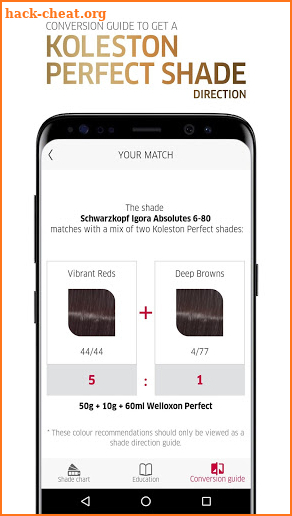 New Koleston Perfect Digital Shade Chart screenshot