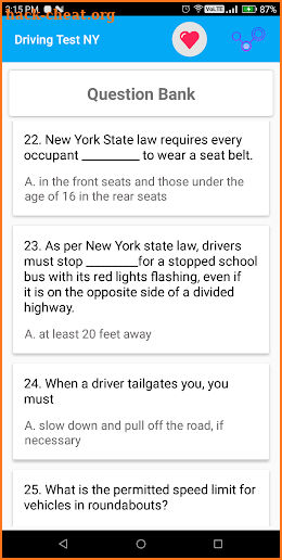 New York DMV Permit Practice Test 2018 screenshot