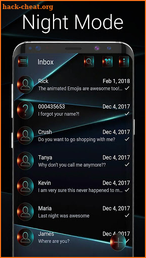 Night Mode SMS Messenger Theme screenshot