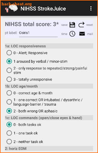 NIHSS StrokeJuice screenshot