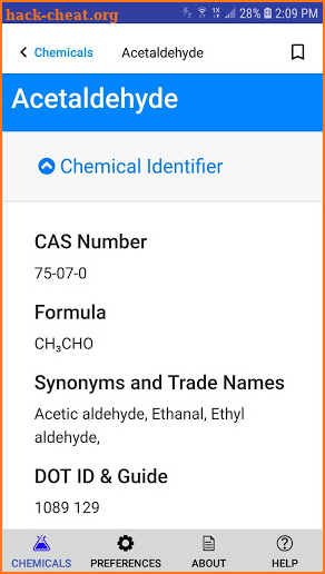 NIOSH Mobile Pocket Guide screenshot