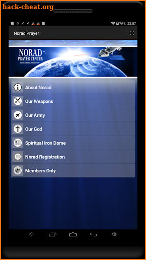 Norad Prayer Center screenshot