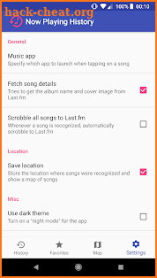 Now Playing History screenshot