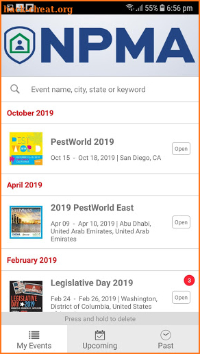NPMA Events screenshot