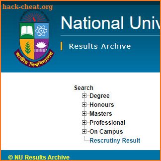 NU Result screenshot