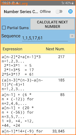 Number Series Calculator screenshot