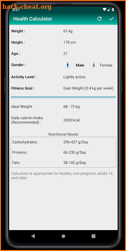 Nutrition Facts (Calories, Protein, Vitamin, etc.) screenshot