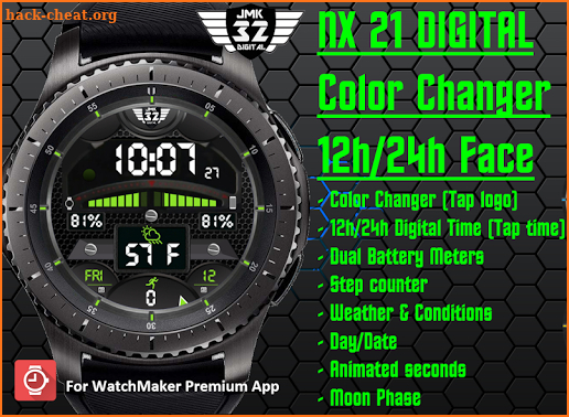 NX 21 DIGITAL color changer watchface - WatchMaker screenshot