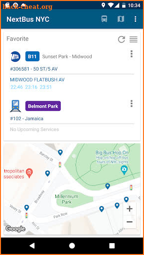 NYC Bus Schedules screenshot