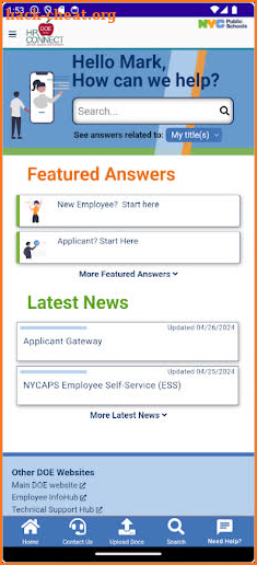 NYCPS - HR Connect Portal screenshot