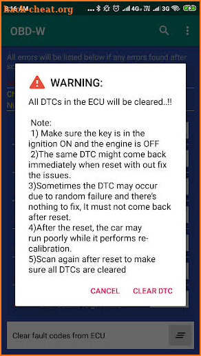 obd2 car scanner (OBD-W) screenshot