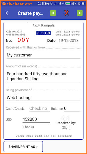 Offline Receipt Book screenshot