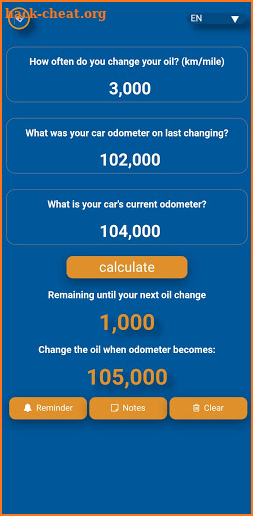 Oil Change Reminder screenshot