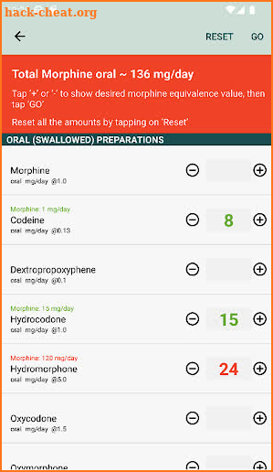 Opioid Calculator screenshot