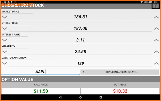 Option Calculator Pro V2 screenshot