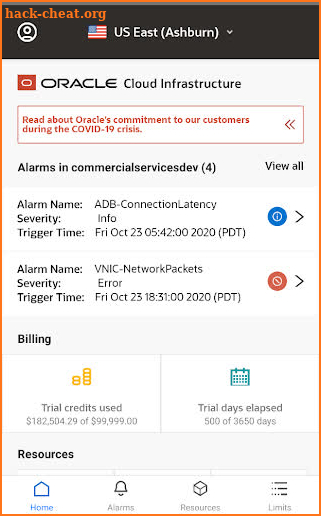 Oracle Cloud Infrastructure screenshot