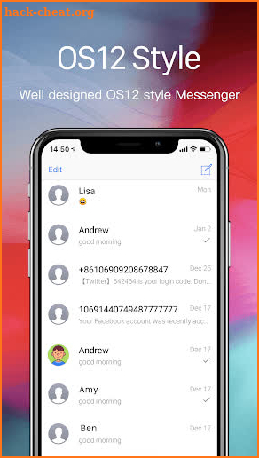 OS12 Messenger for SMS 2019 - Call app screenshot