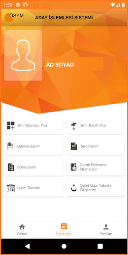 ÖSYM Aday İşlemleri Sistemi screenshot