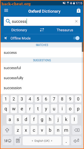 Oxford Dictionary of English & Thesaurus screenshot
