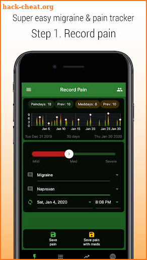 PainLog - migraine, pain and medication tracker screenshot