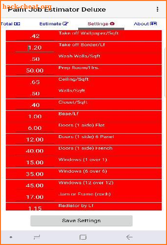 Paint Job Estimator Deluxe screenshot