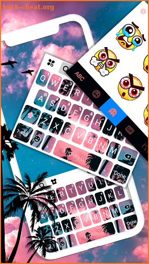 Palm Tree Sunset Keyboard Background screenshot