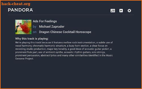 Pandora® Radio for Google TV screenshot