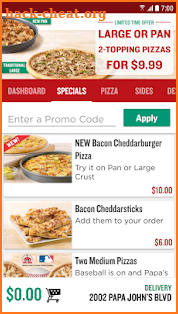 Papa John's Pizza screenshot